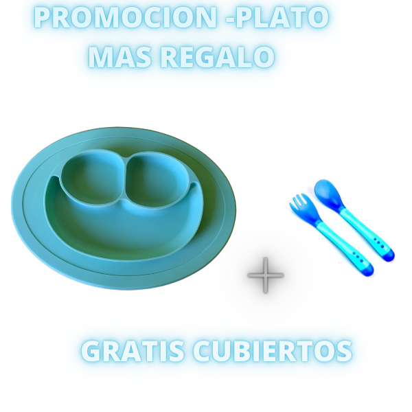 Plato Silicona Antideslizante + Cubiertos Para Bebé