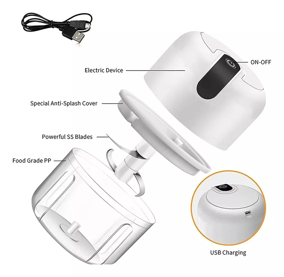 Mini Procesador Eléctrico -  Con 3 Cuchillas De Acero Inoxidable /USB - 250 ml Voltios