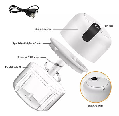 Mini Procesador Eléctrico -  Con 3 Cuchillas De Acero Inoxidable /USB - 250 ml Voltios