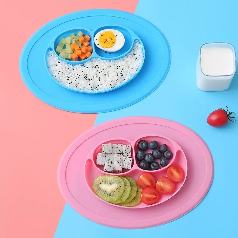 Plato Silicona Antideslizante + Cubiertos Para Bebé